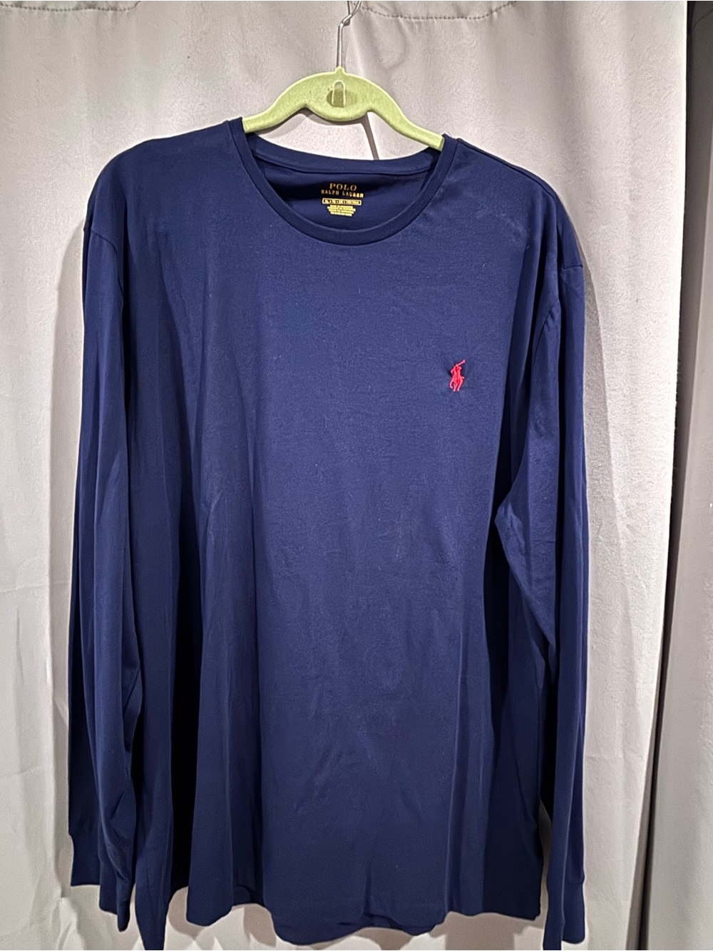 Polo by Ralph Lauren Navy Long-Sleeve Crewneck with Pink Pony
